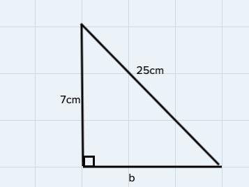 The hypotenuse of right triangle is 25 CM and it's perpendicular distance is 7 CM-example-1