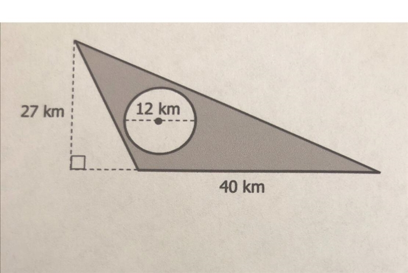 For the figure find the area of the triangle, area of the circle, and area of the-example-1