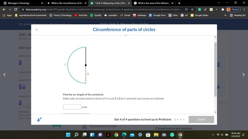 Find the arc length of the semicircle. Either enter an exact answer in terms of pi-example-1