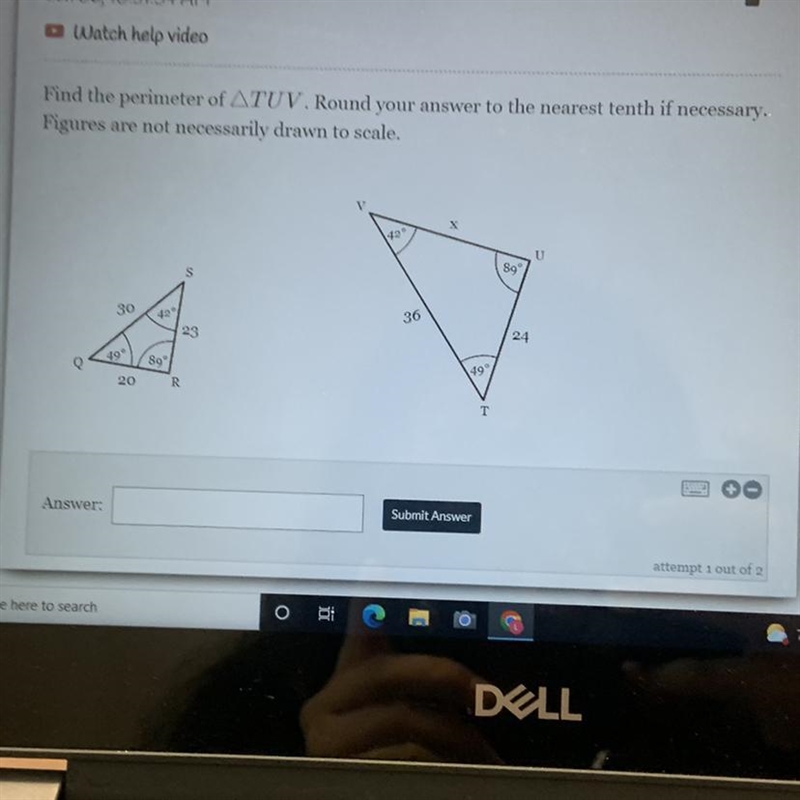 Find the perimeter of ATUV. Round your answer to the nearest tenth if necessary.Figures-example-1