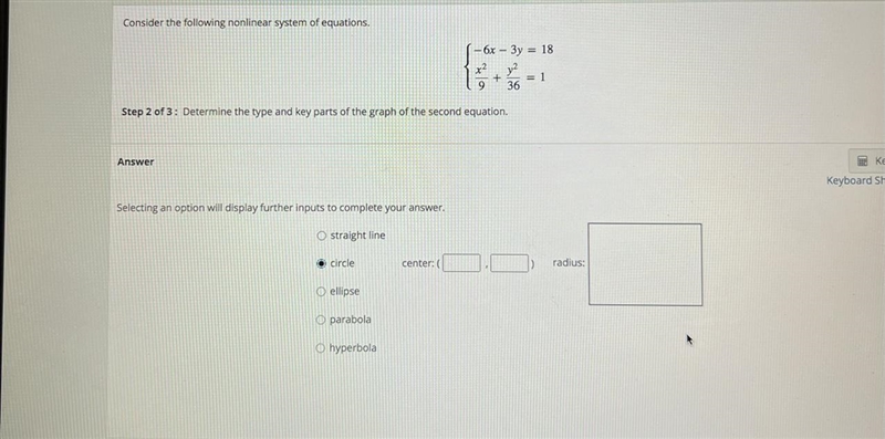 Determine the type and key parts of the graph of the second equation-example-1