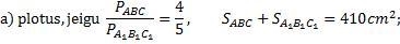 2. Triangles ABC and A1B1C1 are similar. Calculate the areas of these triangles if-example-1