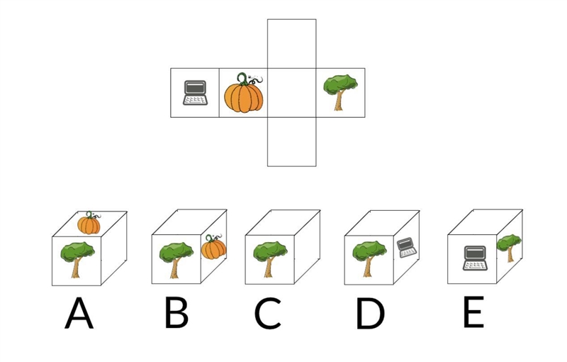 When a cube is formed using the figure below, which of the following shapes will it-example-1