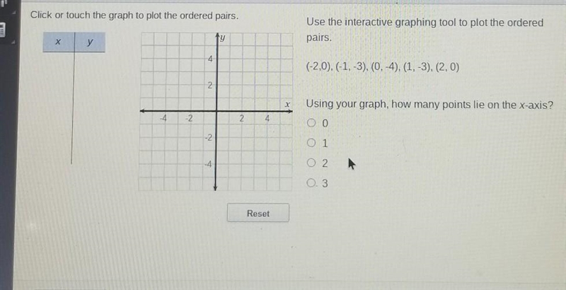 Click or touch the graph to plot the ordered pairs. Use the interactive graphing tool-example-1