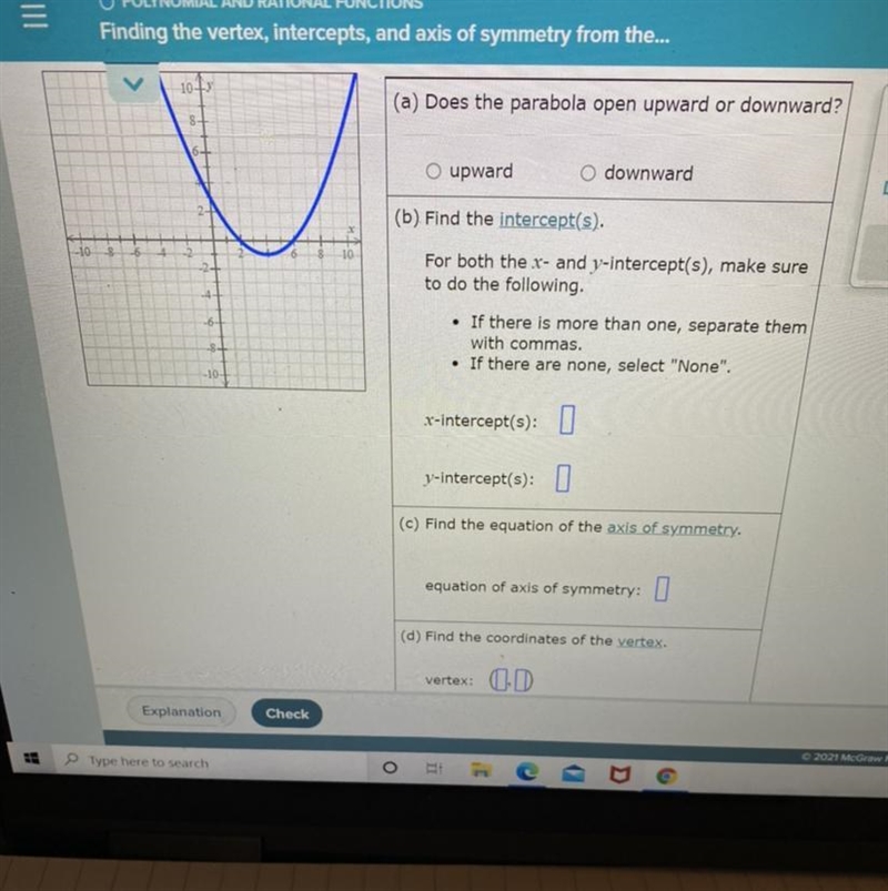 Use the graph of the parabola to fill in the table.-example-1