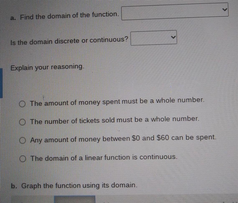 The function y= 60 -8x represents the amount y (in dollars) of money you have after-example-1