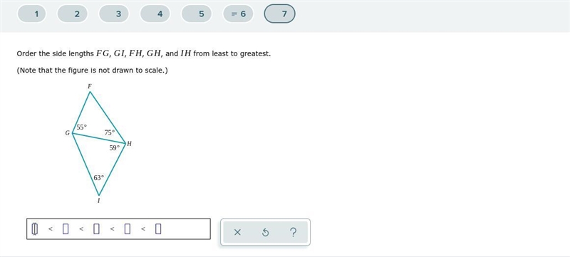 Order the side lengths , , , , and from least to greatest. (Note that the figure is-example-1