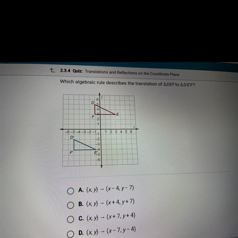 Which algebraic rule describes the translation of ΔDEF to ΔD'E'F'?-example-1