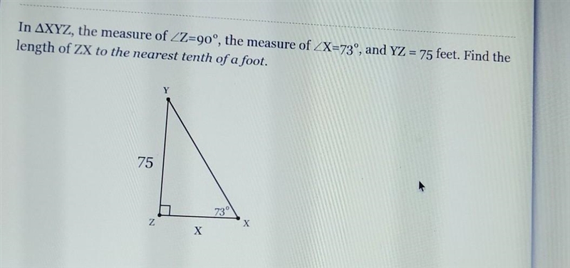 Find the length of ZX to the nearest tenth of a foot.-example-1