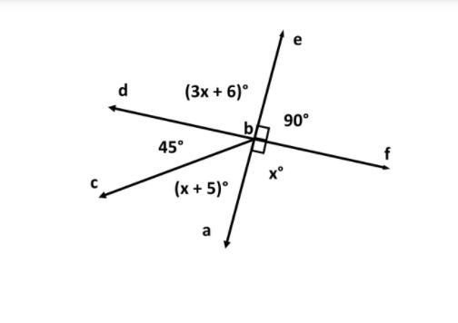 Calculate m∠ABC and m∠CBD, what is the value of x?-example-1