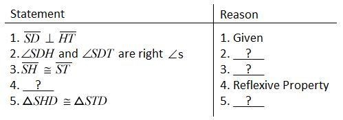 Complete the proof by providing the missing statement and reasons. Given: SD _l_ HT-example-1