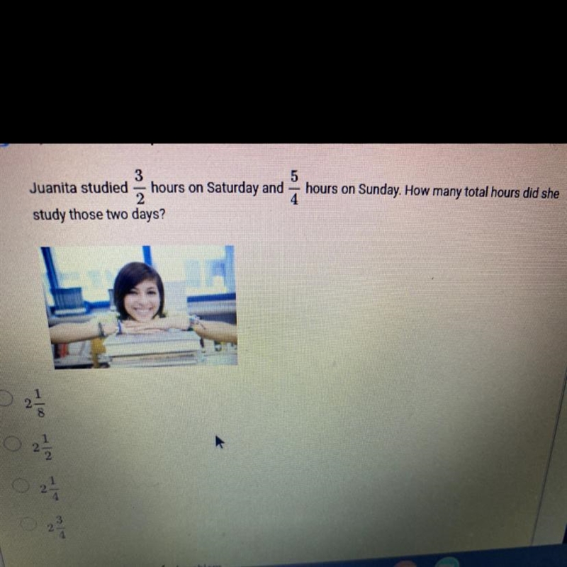 3Juanita studied hours on Saturday and2study those two days?5hours on Sunday. How-example-1