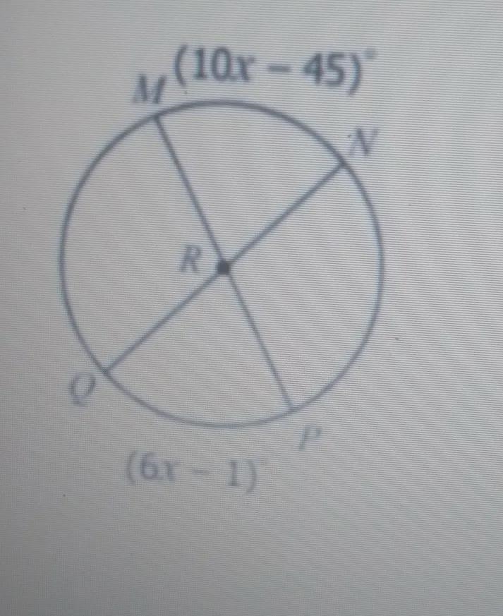 Solve for x then find the measures of arc mn-example-1