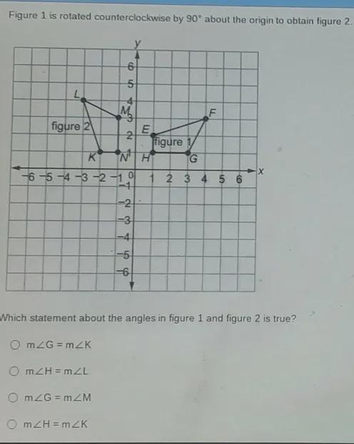 Ask which statement about angle's in figure 1 and figure 2 is true?1. m-example-1