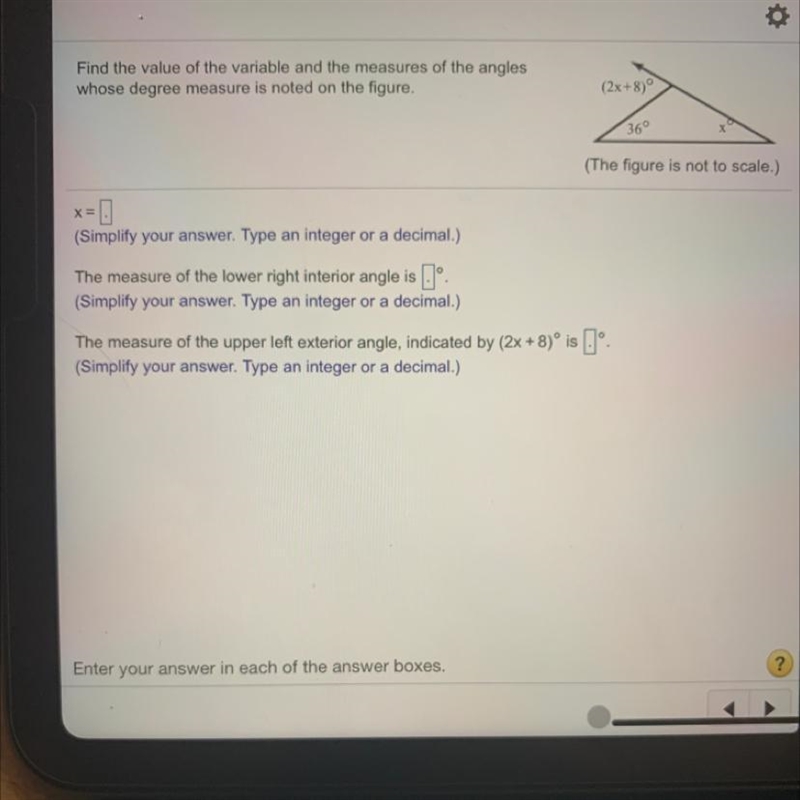 Find the value of the variable and the measures of the angleswhose degree measure-example-1