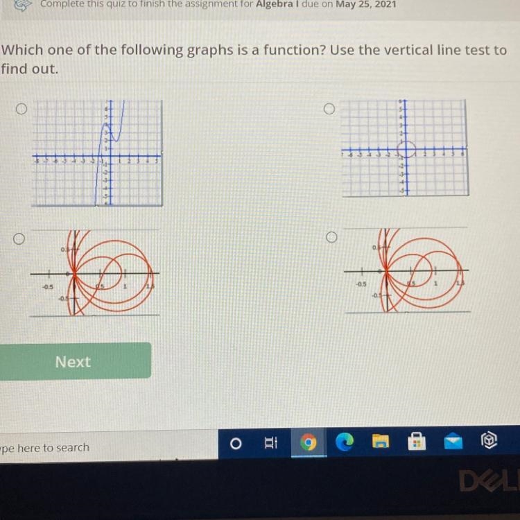 Which one of the following graphs is a function? Use the vertical line test tofind-example-1