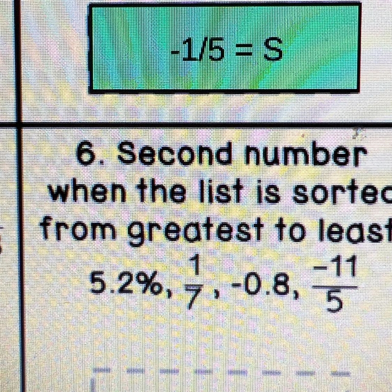 Second number when the list is sorted from greatest to least-example-1