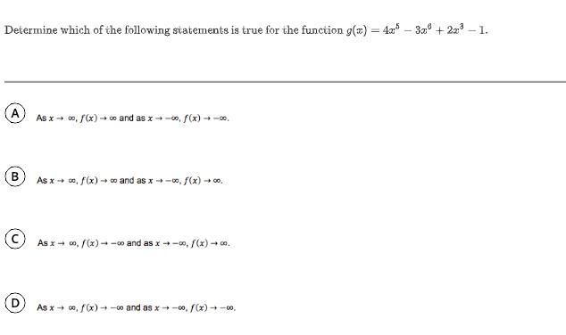 Determine which of the following statements are true for the function? ( function-example-1