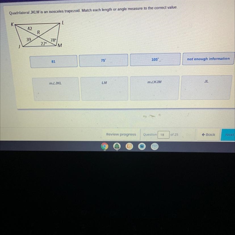 Match each length or angle measure to the correct value?-example-1