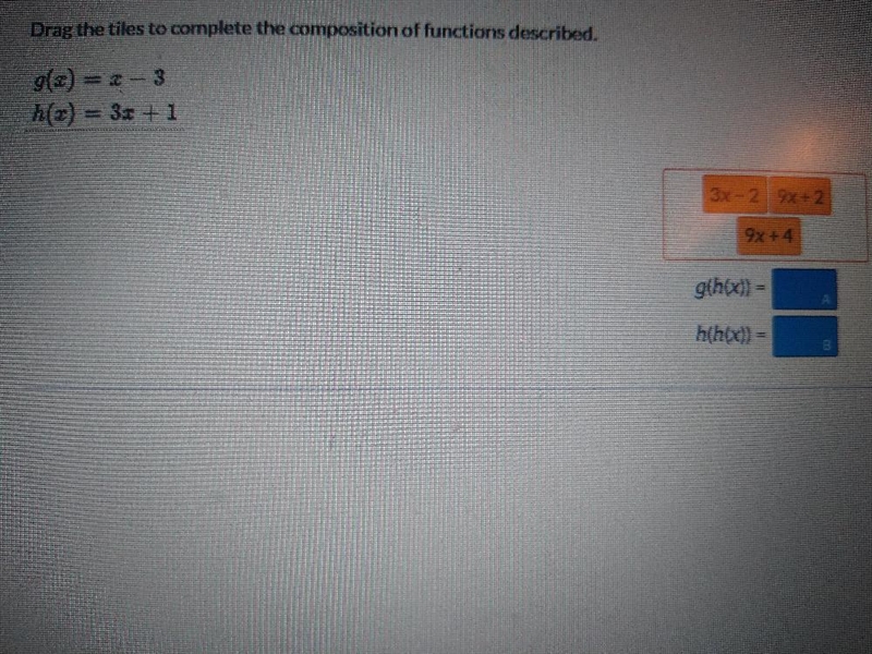 Drag the tiles to complete the composition of the functions described-example-1