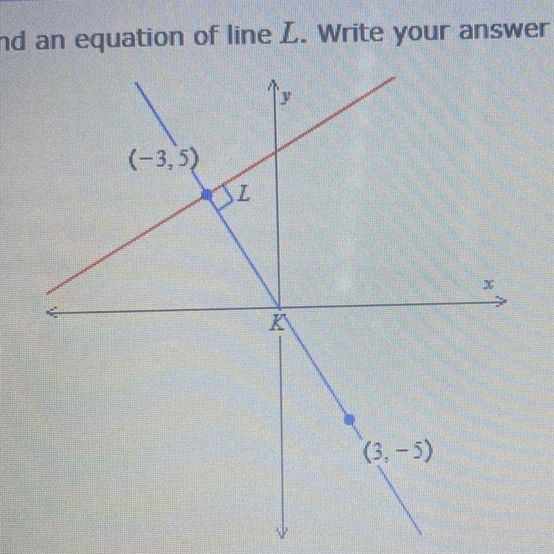 Find an equation of line L. Write your answer using fractions or integers.The equation-example-1