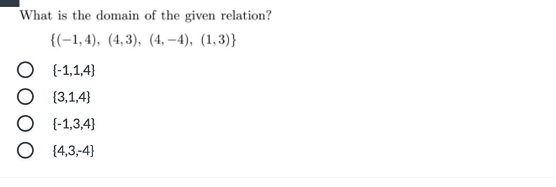 What is the Domain of the given relation?-example-1