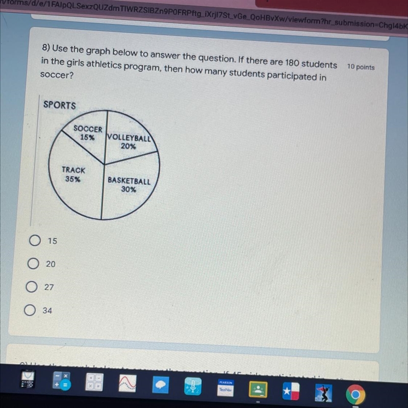 8) Use the graph below to answer the question. If there are 180 students 10 pointsin-example-1