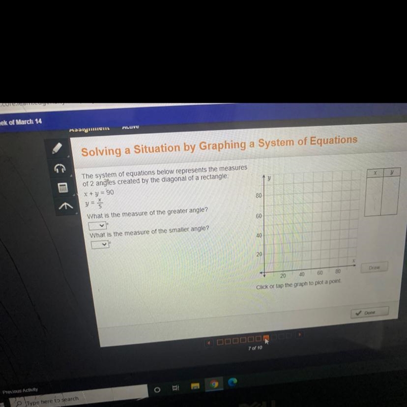 EThe system of equations below represents the measureof 2 angies created by the diagonal-example-1