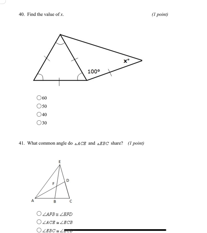 Solve for x 60 50 40 30-example-1