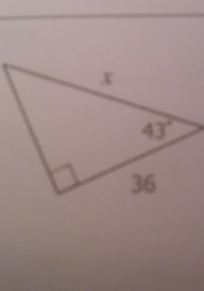 Finding missing sides with trig with ratios.Directions: Solve for X. Round to the-example-1