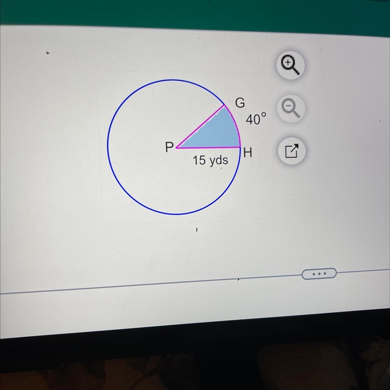 What is the area of sector GPHthe area of the sector GPH is __ square yards. in exact-example-1
