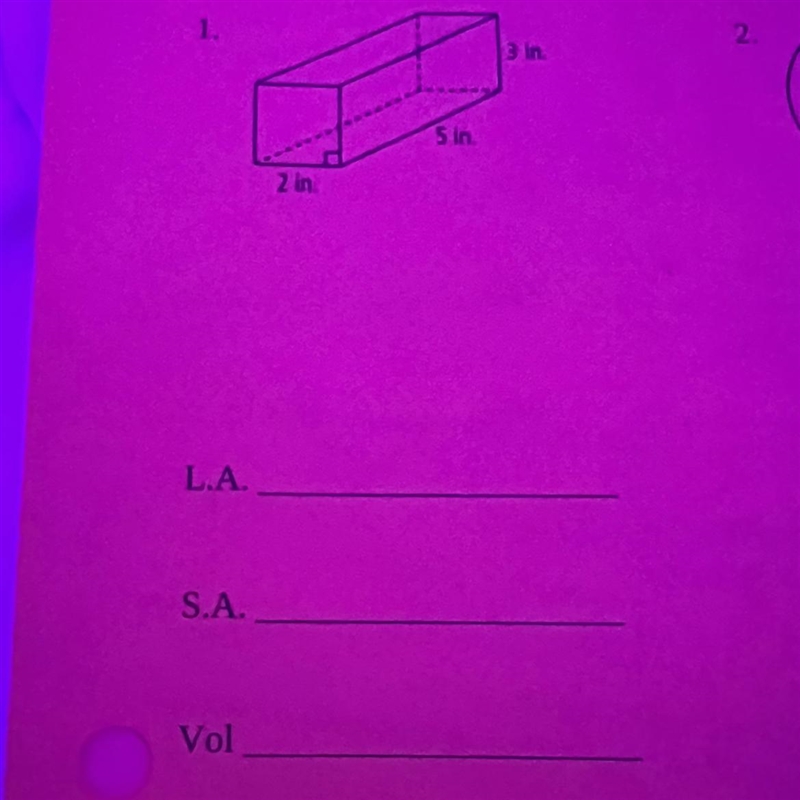 find the lateral area, surface area, and volume of the following figure. leave answer-example-1