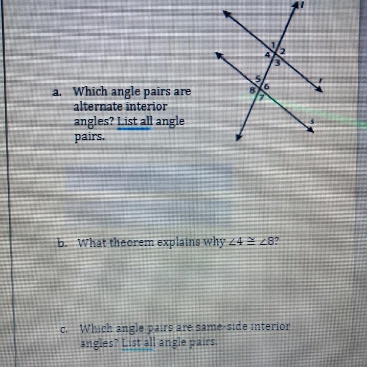 Liner and lines are parallel. Answer thefollowing about the given figure.-example-1