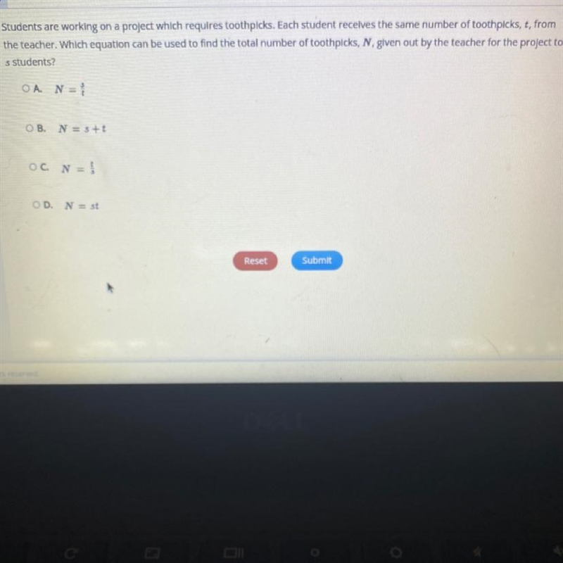 Which equation can be used to find the total number of toothpicks, V, given out by-example-1