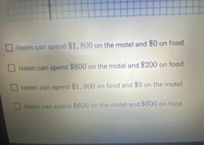 Helen is going on a trip with friends and is planning to pay for her motel and her-example-2