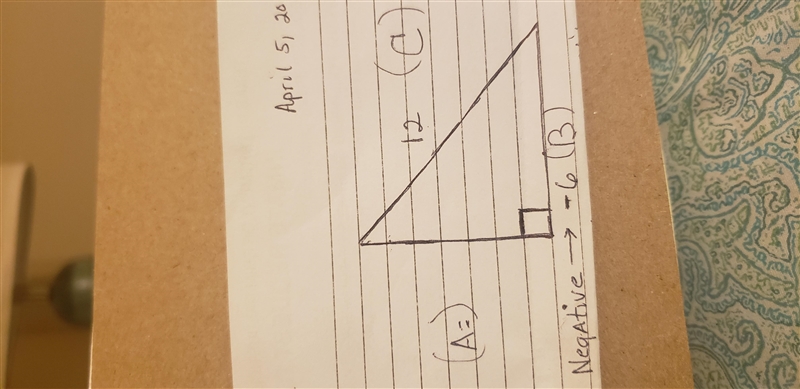 In a Right Triangle, if the measurement for the base (B) equals a negative 6 and the-example-1