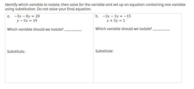 (PLEASE HELP TYSM) Identify which variable to isolate, then solve for the variable-example-1