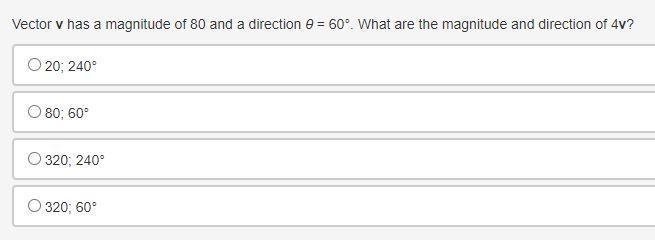 Vector v has a magnitude of 80 and a direction θ = 60°. What are the magnitude and-example-1