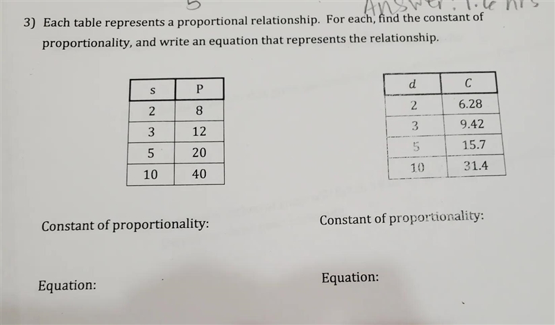 3) Each table represents a proportional relationship. For each, find the constant-example-1