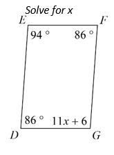 Given the following figure is a parallelogram, solve for x.-example-1