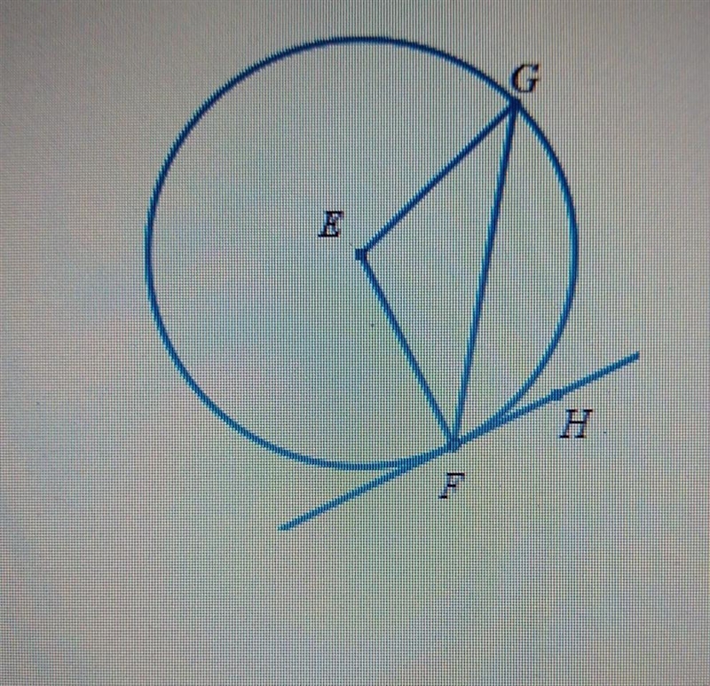 The circle below has center E. Suppose that m-example-1