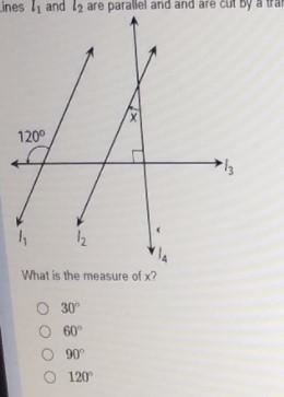 Lines L, and ly are parallel and and are cut by a vansversal, ling ly Ling ly is perpendicular-example-1