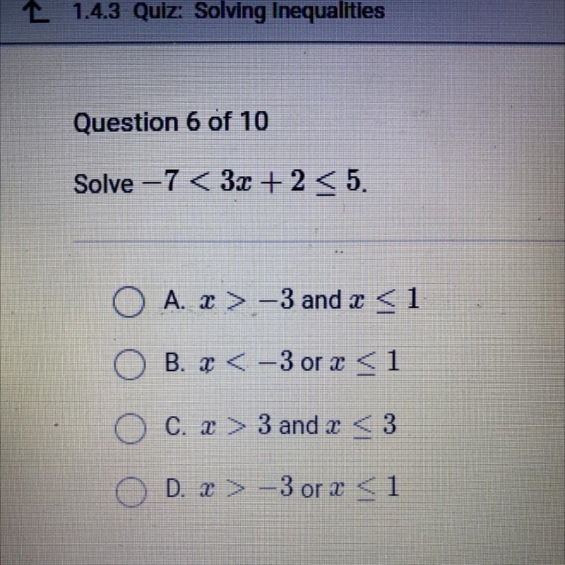 Solve -7 < 3x + 2 < 5-example-1