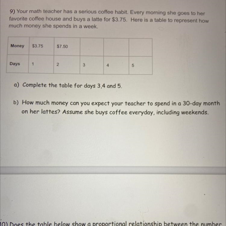 A) Complete the table for days 3, 4 and 5.B) How much money can you expect your teacher-example-1