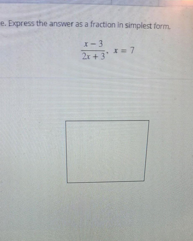 Evaluate the rational expression for the given x value. Express the answer as a fraction-example-1