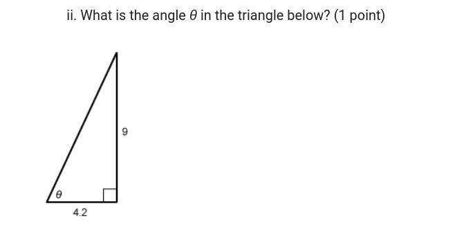 What is the angle θ in the triangle below?-example-1