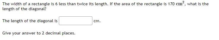 The width of a rectangle is 6 less than twice its length. If the area of the rectangle-example-1