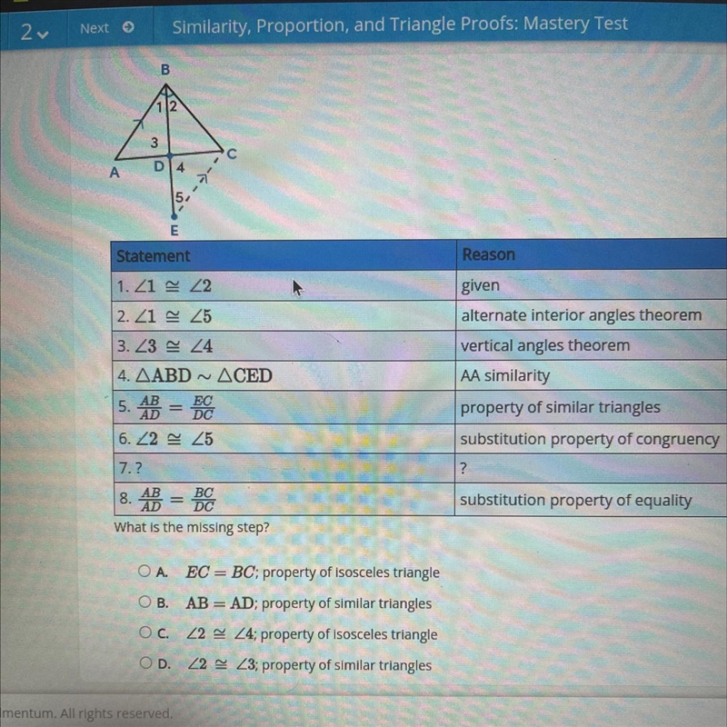 In the given diagram, line segment BDbisects angle ABC. Segment BDis extended to E-example-1