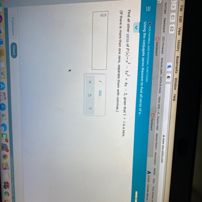 Using the conjugate zeros theorem to find all zeros of a polynomial-example-1