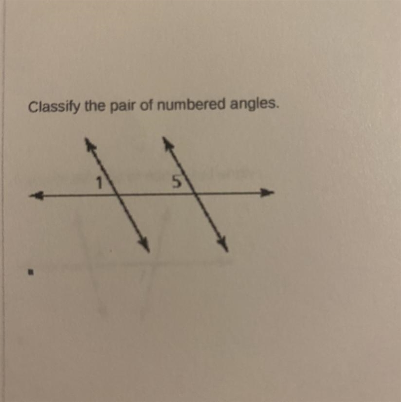 Classify the pair of numbered angles A consecutive interior B corresponding C alternate-example-1